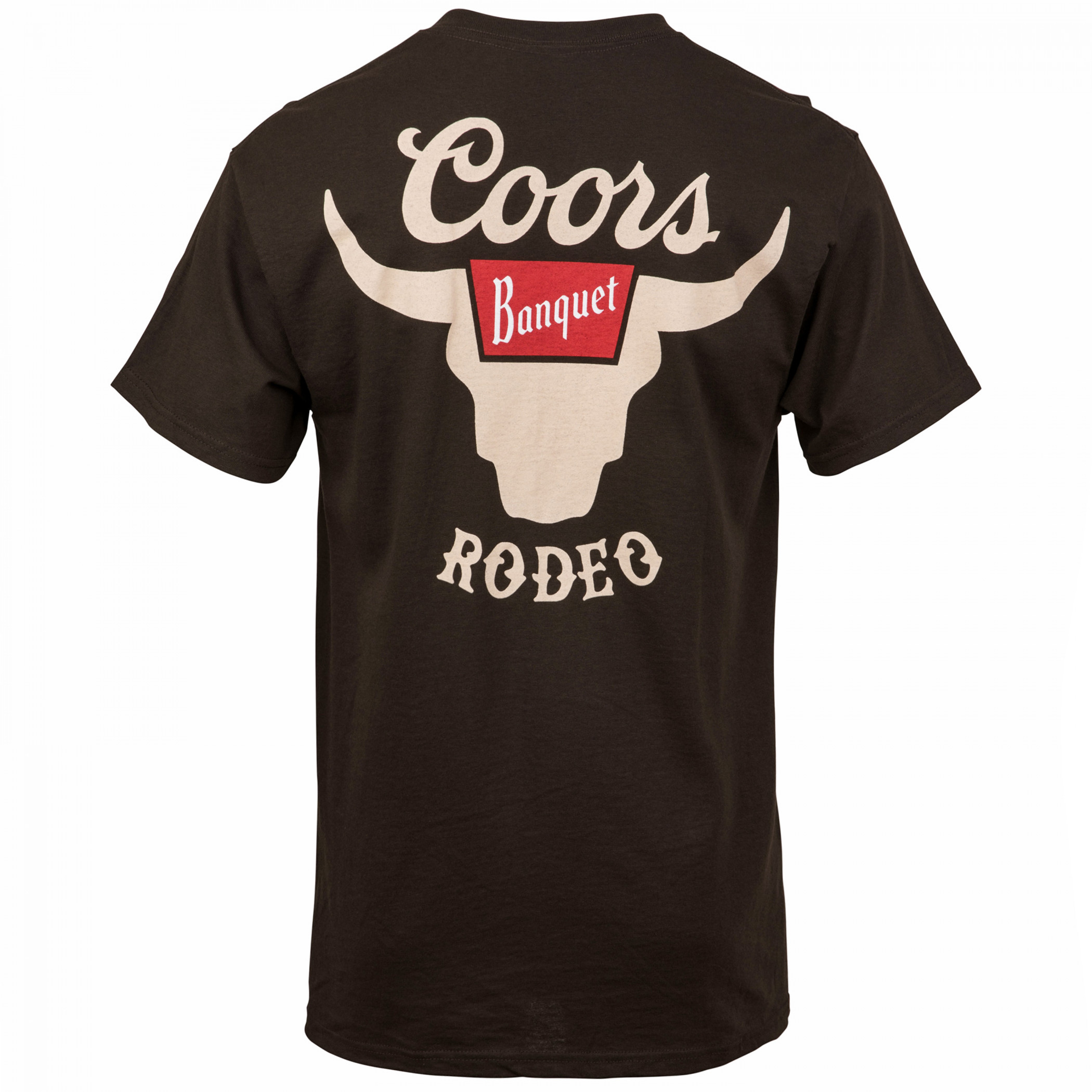 Coors Banquet Rodeo Horns Logo Brown Front and Back Print T-Shirt